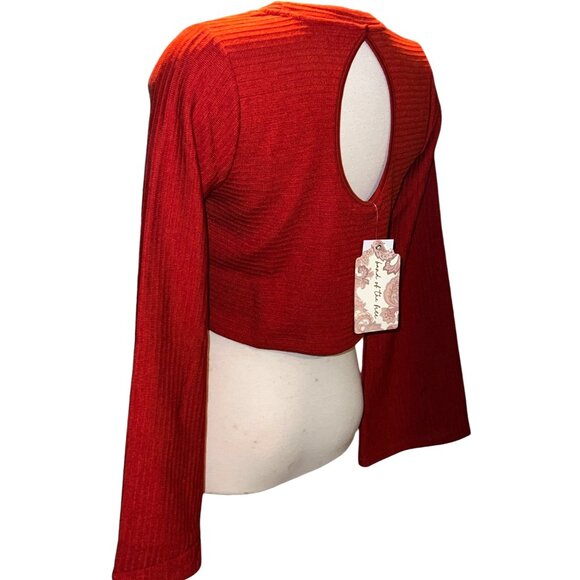 Band of the Free NWT Alize Rust Long Sleeve Crop Top Sz Medium Womens Orange - Picture 10 of 13